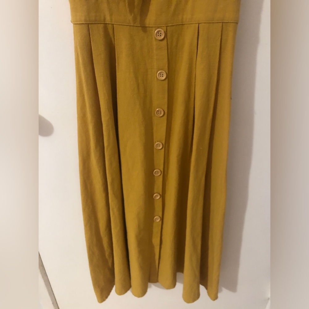 Hello Molly Mustard yellow Tie-Front Boho Cotton Midi Dress size small - Picture 3 of 9